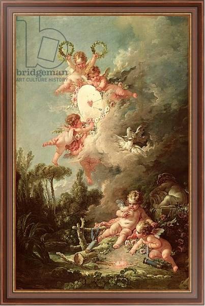 Постер Cupid's Target, from 'Les Amours des Dieux', 1758 с типом исполнения На холсте в раме в багетной раме 35-M719P-83