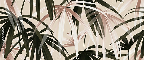Постер Черные и золотые пальмовые листья на розовом фоне с типом исполнения На холсте без рамы