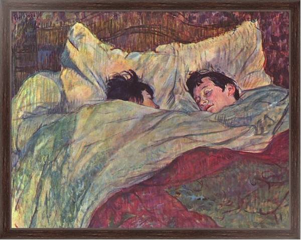 Постер Две девушки в кровати с типом исполнения На холсте в раме в багетной раме 221-02