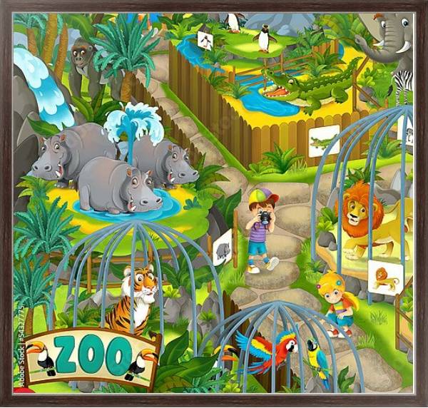 Постер Зоопарк с типом исполнения На холсте в раме в багетной раме 221-02