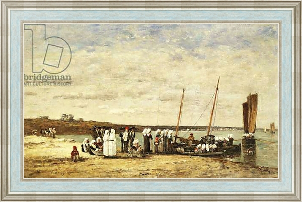 Постер Fisherwomen disembarking from Plougastel, 1870 с типом исполнения На холсте в раме в багетной раме NA053.0.114