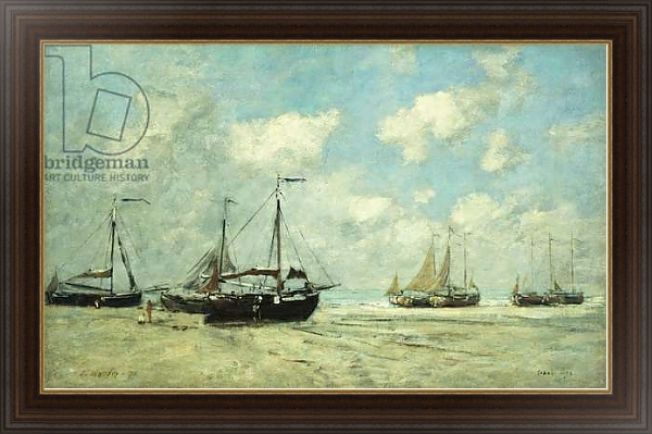 Постер Boats on the Shore at Scheveningen; Scheveningue, Bateaux Echoues sur la Greve, 1875 с типом исполнения На холсте в раме в багетной раме 1.023.151