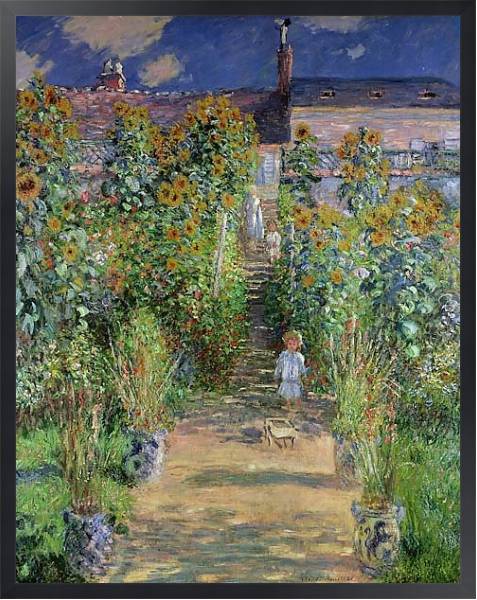 Постер Monet's garden at V?theuil с типом исполнения На холсте в раме в багетной раме 1727.8010