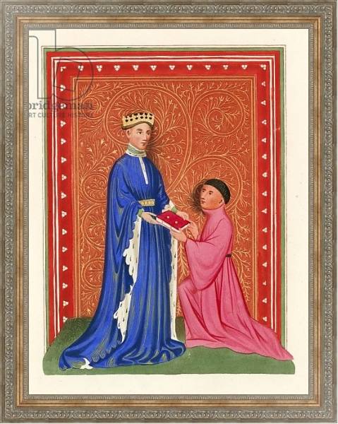 Постер Occleve Presenting his Book to Henry V, c 1410 с типом исполнения На холсте в раме в багетной раме 484.M48.310