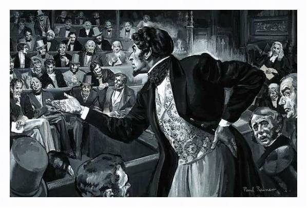 Постер Benjamin Disraeli during his maiden speech to Parliament с типом исполнения На холсте в раме в багетной раме 221-03