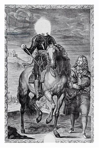 Постер Defaced equestrian portrait of Charles I, engraved by Pierre Lombart с типом исполнения На холсте в раме в багетной раме 221-03