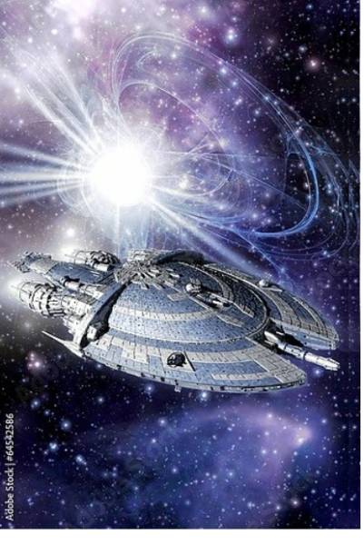 Постер Космический корабль №007 с типом исполнения На холсте без рамы