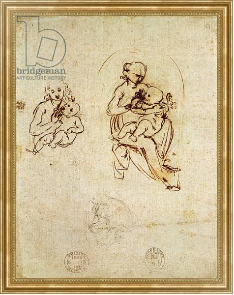 Постер Study for the Virgin and Child, c.1478-1480 с типом исполнения На холсте в раме в багетной раме NA033.1.051