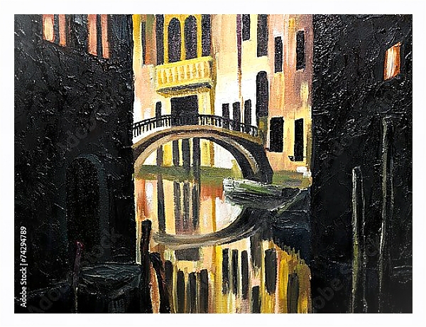 Постер Венецианский мостик с типом исполнения На холсте в раме в багетной раме 221-03