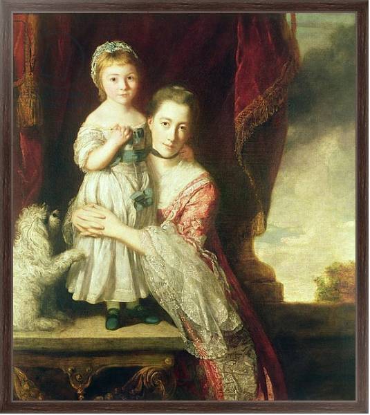 Постер Georgiana, Countess Spencer with Lady Georgiana Spencer, 1759-61 с типом исполнения На холсте в раме в багетной раме 221-02