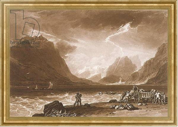 Постер F.15.I Lake of Thun, from the 'Liber Studiorum', engraved by Charles Turner, 1808 с типом исполнения На холсте в раме в багетной раме NA033.1.051