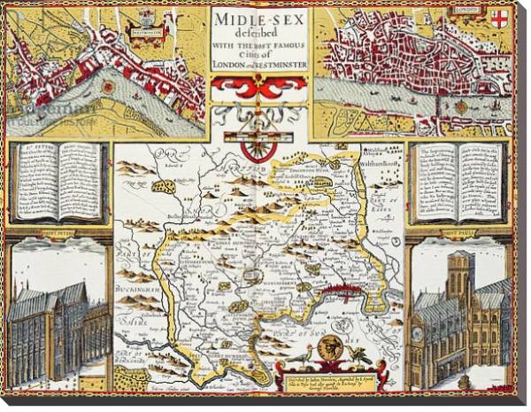 Постер Midle-sex described with the most famous cities of London and Westminster, 1611-12 с типом исполнения На холсте без рамы