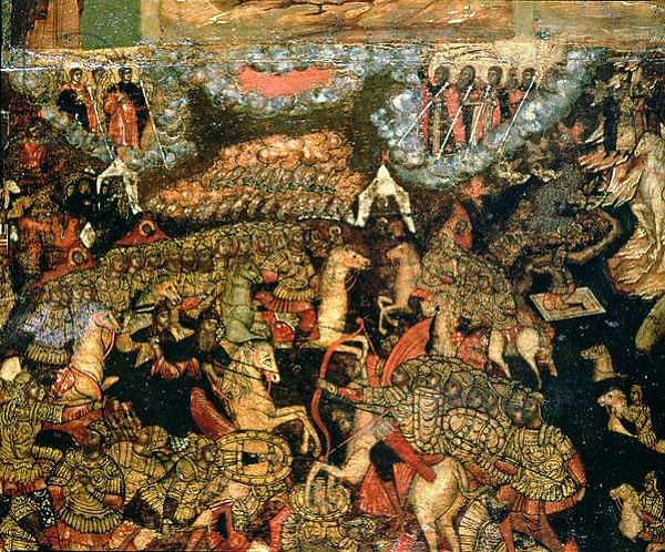 Постер Battle between the Russian and Tatar troops in 1380, 1640s 1 с типом исполнения На холсте без рамы
