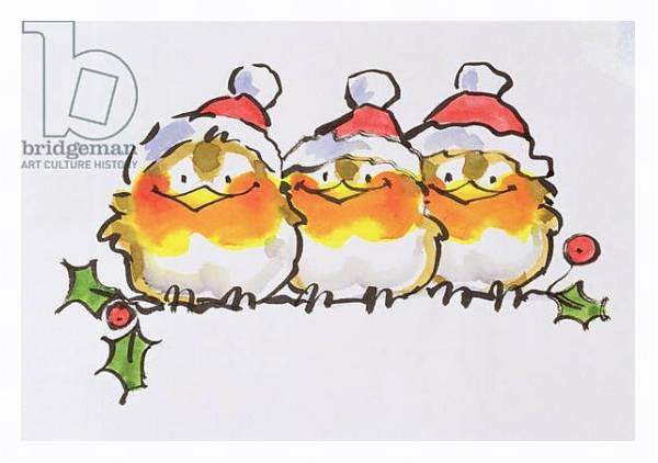 Постер Christmas Robins с типом исполнения На холсте в раме в багетной раме 221-03