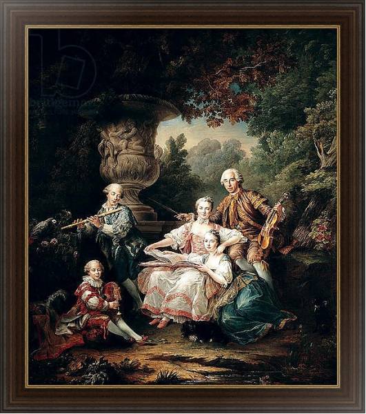 Постер Louis du Bouchet Marquis de Sourches and his Family, 1750 с типом исполнения На холсте в раме в багетной раме 1.023.151