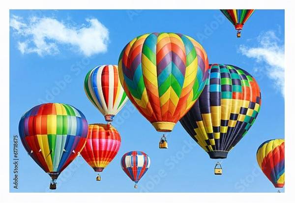 Постер Разноцветные воздушные шары с типом исполнения На холсте в раме в багетной раме 221-03
