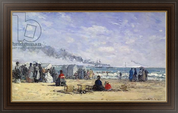 Постер The Beach at Trouville at Bathing Time; La Plage de Trouville a l'Heure du Bain, 1868 с типом исполнения На холсте в раме в багетной раме 1.023.151