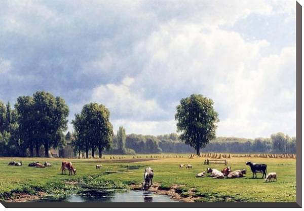 Постер Голландский пейзаж со скотом с типом исполнения На холсте без рамы