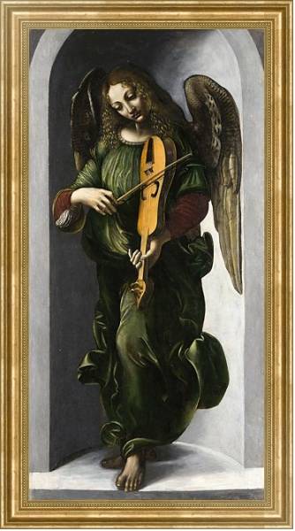 Постер Ангел в зеленом со скрипкой с типом исполнения На холсте в раме в багетной раме NA033.1.051