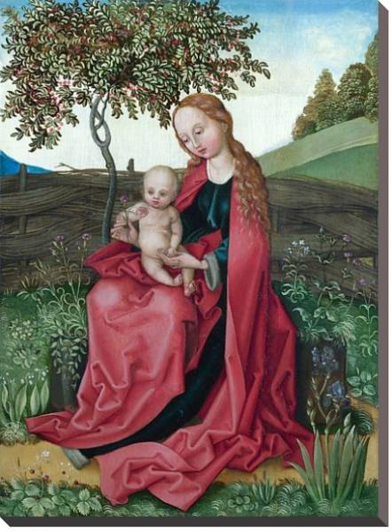 Постер Дева Мария с младенцем в саду с типом исполнения На холсте без рамы