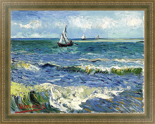 Постер Морской пейзаж в Сен-Мари с типом исполнения На холсте в раме в багетной раме 484.M48.640