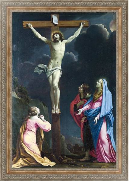 Постер Христос на кресте с Девой Марией и Святыми с типом исполнения На холсте в раме в багетной раме 484.M48.310