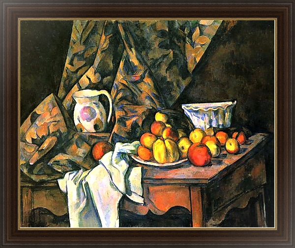 Постер Натюрморт с яблоками и персиками с типом исполнения На холсте в раме в багетной раме 1.023.151
