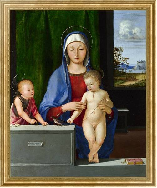 Постер Дева Мария и младенец со Свтым Джоном с типом исполнения На холсте в раме в багетной раме NA033.1.051
