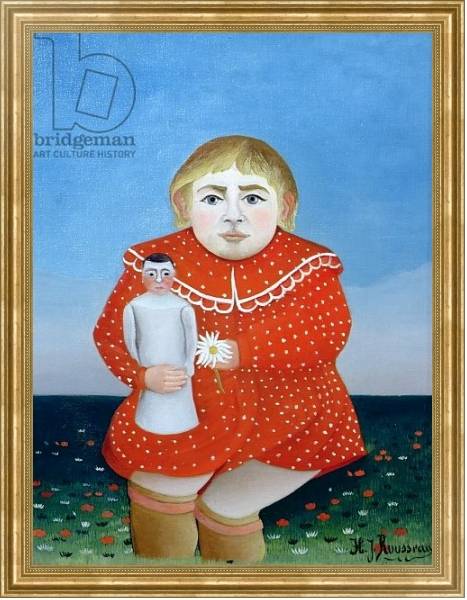 Постер The girl with a doll, c.1892 or c.1904-05 с типом исполнения На холсте в раме в багетной раме NA033.1.051