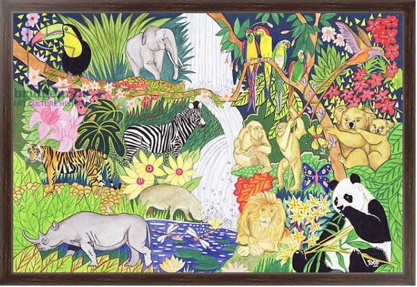 Постер Jungle Animals с типом исполнения На холсте в раме в багетной раме 221-02