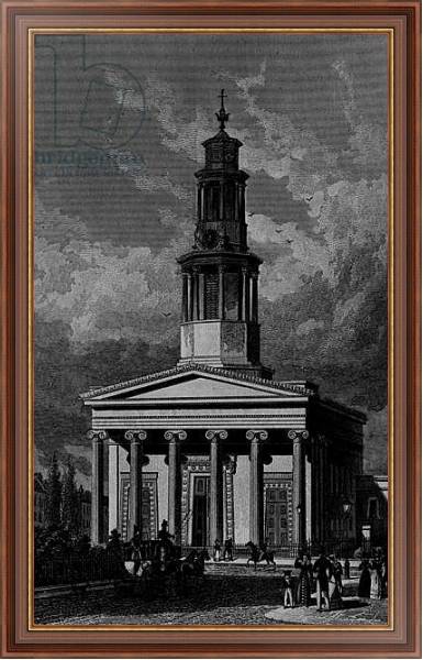 Постер St. Pancrass Church, West Front, engraved by James Tingle 1827 с типом исполнения На холсте в раме в багетной раме 35-M719P-83