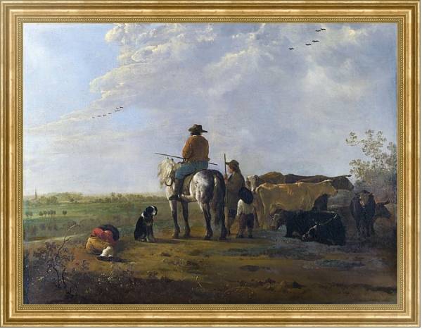 Постер Пастух с помошниками и скотом с типом исполнения На холсте в раме в багетной раме NA033.1.051