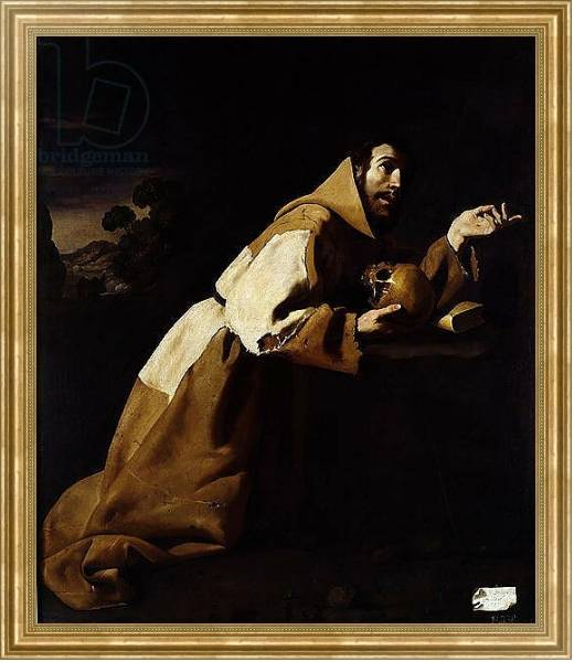 Постер St. Francis in Meditation, 1639 с типом исполнения На холсте в раме в багетной раме NA033.1.051