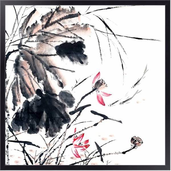 Постер Живопись в китайском стиле 5 с типом исполнения На холсте в раме в багетной раме 221-01