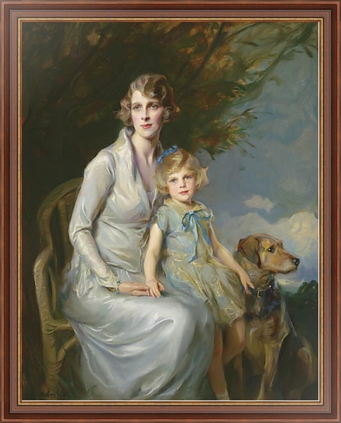Постер Портрет дамы с ребенком с типом исполнения На холсте в раме в багетной раме 35-M719P-83