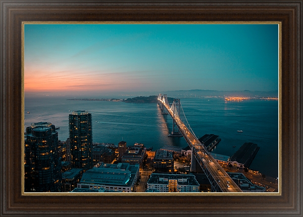 Постер Вечерний Сан-Франциско с типом исполнения На холсте в раме в багетной раме 1.023.151