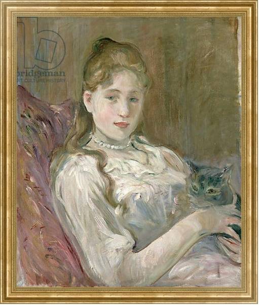 Постер Young Girl with Cat, 1892 с типом исполнения На холсте в раме в багетной раме NA033.1.051