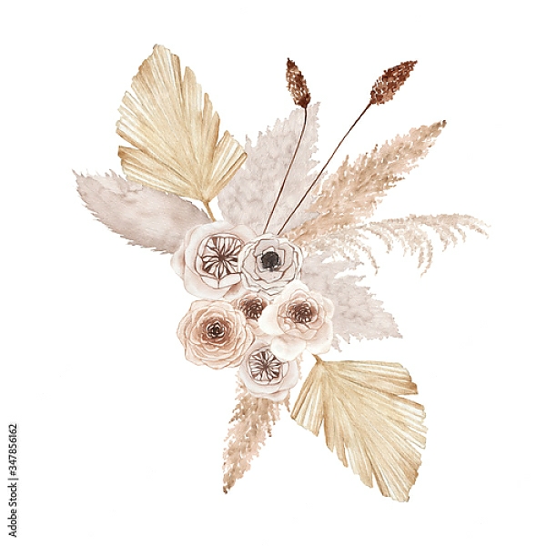 Постер Летний цветочный тропический букет с типом исполнения На холсте без рамы