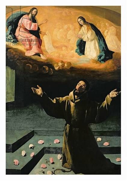 Постер St. Francis of Assisi, or The Miracle of the Roses, 1630 с типом исполнения На холсте в раме в багетной раме 221-03