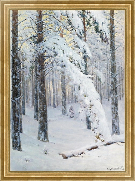 Постер Лес зимой с типом исполнения На холсте в раме в багетной раме NA033.1.051
