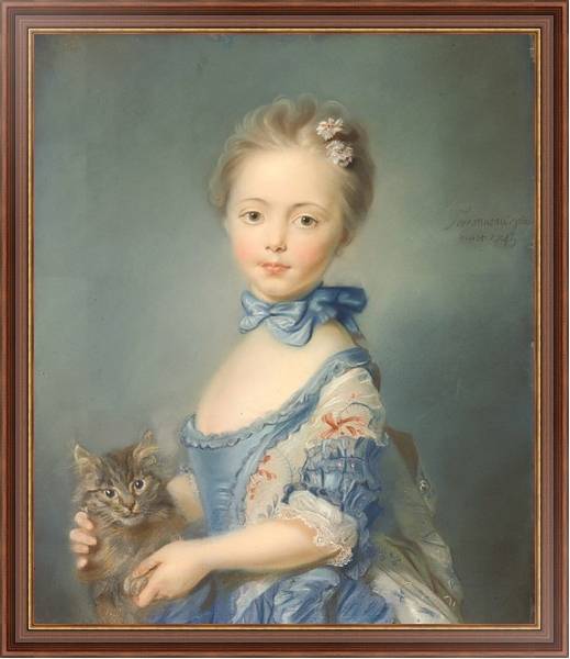 Постер Девочка с котенком с типом исполнения На холсте в раме в багетной раме 35-M719P-83
