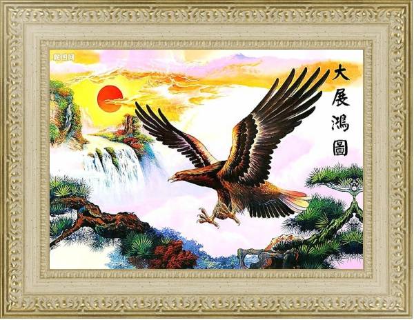Постер Восточные птицы 38 с типом исполнения Акварель в раме в багетной раме 484.M48.725