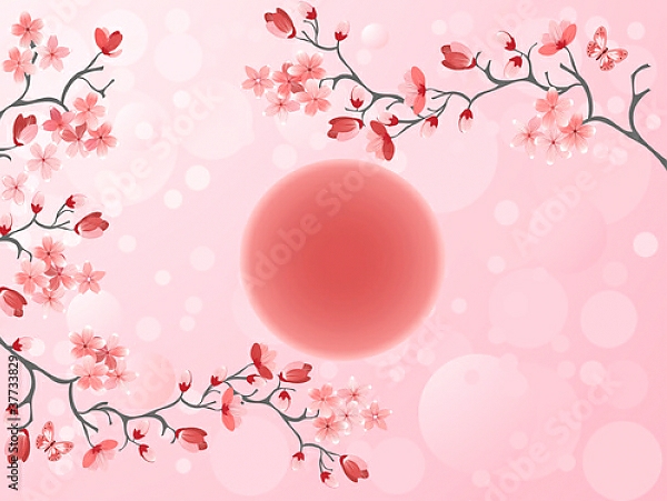 Постер Вишневый розовый цвет с типом исполнения На холсте без рамы