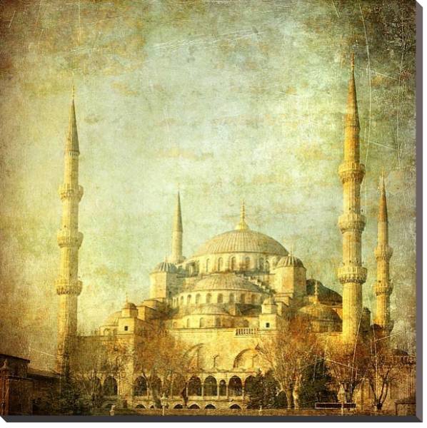 Постер Стамбул. Синяя мечеть. Состаренное фото с типом исполнения На холсте без рамы