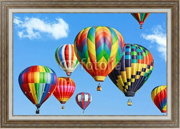 Постер Разноцветные воздушные шары с типом исполнения На холсте в раме в багетной раме 595.M52.330