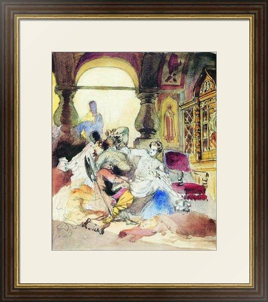Постер Агенты Дмитрия Самозванца убивают сына Бориса Годунова. 1862 с типом исполнения Под стеклом в багетной раме 1.023.036