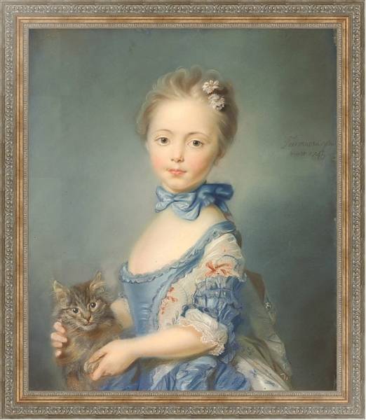 Постер Девочка с котенком с типом исполнения На холсте в раме в багетной раме 484.M48.310