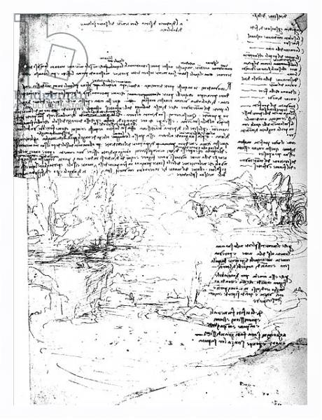 Постер Fol.145v-a, page from Da Vinci's notebook с типом исполнения На холсте в раме в багетной раме 221-03