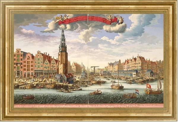 Постер Вид Башни упаковщиков сельди и Нового рыбного рынка со стороны залива Эй в Амстердаме с типом исполнения На холсте в раме в багетной раме NA033.1.051