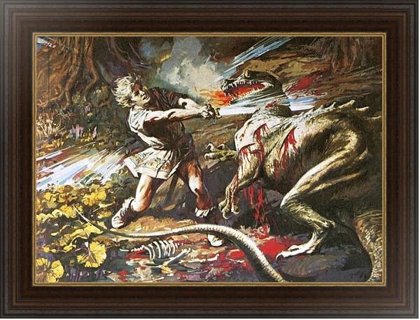 Постер Sigurd slaying the dragon Fafnir с типом исполнения На холсте в раме в багетной раме 1.023.151